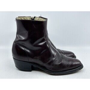 Vintage Hanover Shoes Men's 8 EEEE Wide Boot Oxblood 2680 Leather Upper Zip